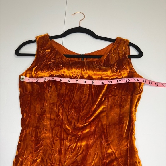 Vintage 1960 Mantie-Maker Crushed Velvet Dress Burnt Orange Wiggle Dress London - Picture 5 of 7